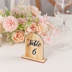 Natural 20 Rustic 4.5″ Wooden Arch Table Numbers 1-20 Set Removable Base Party