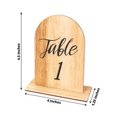 Natural 20 Rustic 4.5″ Wooden Arch Table Numbers 1-20 Set Removable Base Party