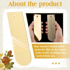 48 PCS Gold Mirror Acrylic Place Cards Tassels 3.6×1 Inch DIY Blanks Wedding