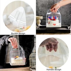 10Pcs Clear Cake Boxes with 10 Stickers and 1 Roll Ribbon Transparent Cake