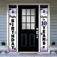 Happy 10th Birthday Decorations,10th Purple Balloon Birthday Theme Door Hangi…