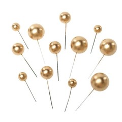 12 CAKE TOPPER Picks Faux Pearl Balls Cupcake Decorations Party Events Supplies