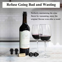 Wine Stoppers Vacuum with Pump, Keep Fresh for 1 Pump+4 Stoppers, Black
