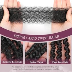Springy Afro Twist Hair 6 Packs Marley Twist 10 Inch (Pack of 6) 1B# (Black#)