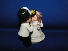 New Pittsburgh Steelers Kissing Bride & Groom Wedding Cake Top figurine with cap