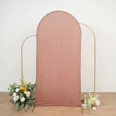 7 ft Fitted Metallic Spandex Round Top Wedding Arch Backdrop STAND COVER Party