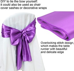 4x Purple Satin 12″x 108» Table Runner Bright Silk Smooth Wedding Banquet Party