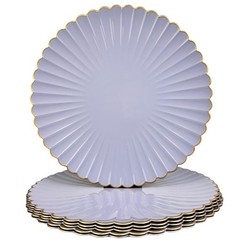 Grey Glossy Shagreen Charger Plates, 13 Inch Plastic Round Dinner Charger Pla…