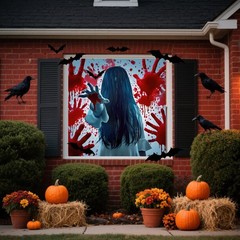 Large 5x5ft Halloween Backdrop for Wall | Halloween Window Curtain Decor | Pa…