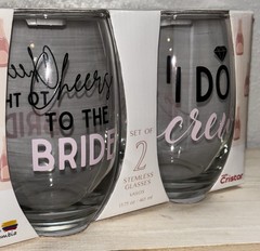 New Bride & I Do Crew Stemless Wine Glasses Bridal Party Gift Set Bridal Shower