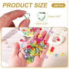 250Pcs Acrylic Heart Gems Heart Shaped Bauble Vase Filler Ornament Light Green