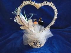 New 25th Wedding Anniversary Heart caketopper with Bride & Groom in Silver #12