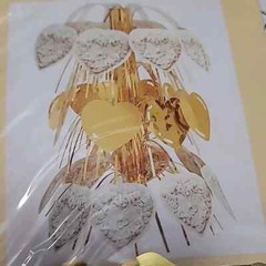 Wedding Centerpiece Bridal Shower Mobile Decoration, 14″ Hearts and Foil, NWT