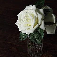24 Ivory 5″ FOAM ROSE Flowers Stems Party Wedding Events Decorations Supplies