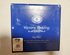 New Montana Silversmiths Country & Western Wedding White Ring Pillow Orange Bow