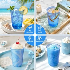 Pack of 50 Blue 16oz Disposable Plastic Cups – Clear Stemless Wine Drinking