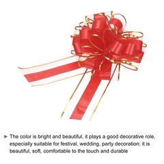 5pcs 8 Inch Large Big Pull Bows with Gold Edge, Organza Car Gift Wrapping , Red