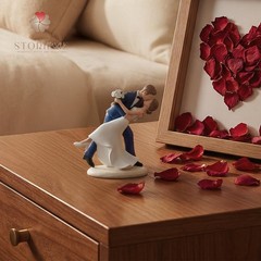 Storieme Wedding Cake Topper Decoration: Bride and Groom 4.7 inches, White