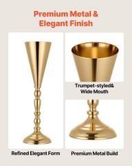 VEVOR 20 PCS Wedding Flower Vase 16.9in Tall Trumpet Table Centerpieces Gold