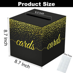 Black Gold Cards Box for Birthday, Wedding, Bridal or Baby Shower, Graduation, A