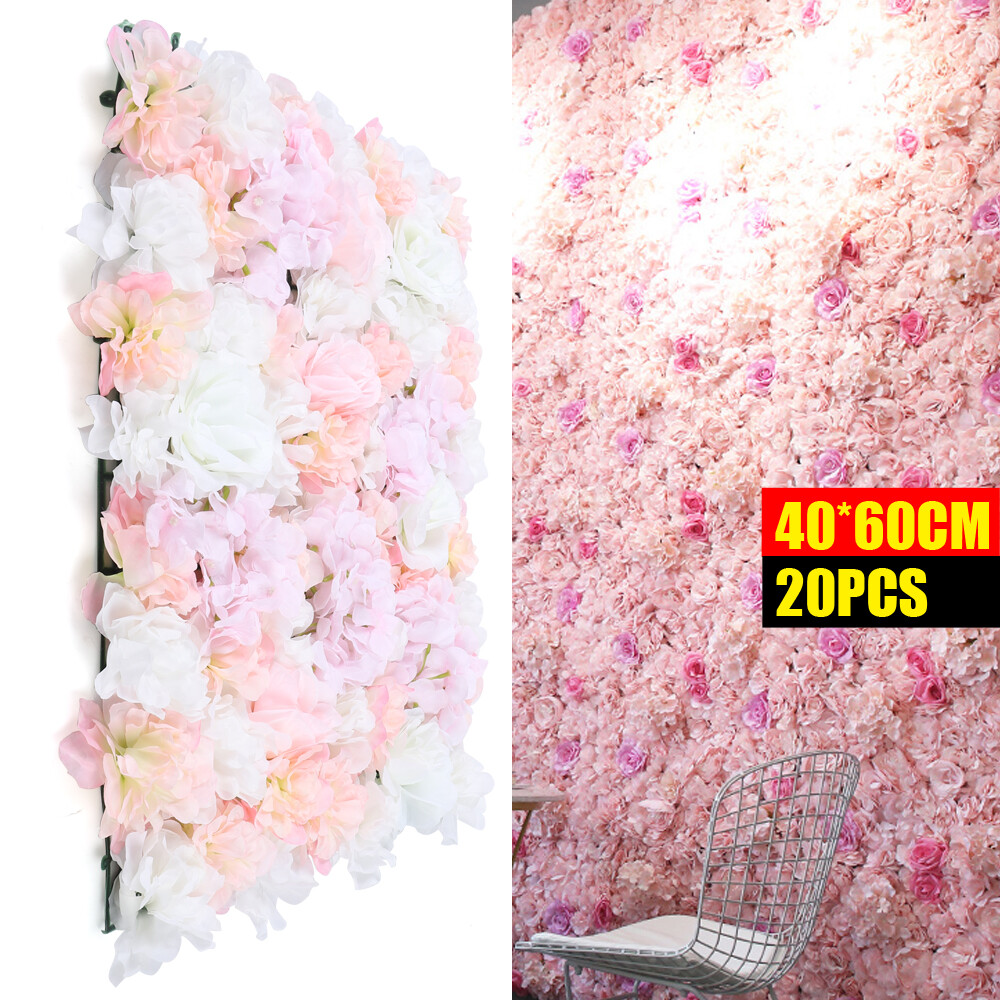 20* Artificial Banquet Flower Wall Panel Floral Decor for Wedding Party Layout