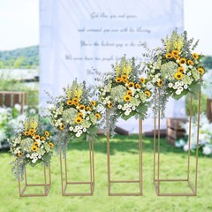 4Pcs Gold Metal Flower Stand Flower Holder Rectangular Rack Indoor/Outdoor