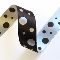 BROWN SILVER PEARL Random Spots Embroidered 100% Poly 5 Met 23mm W Cherry BLD14