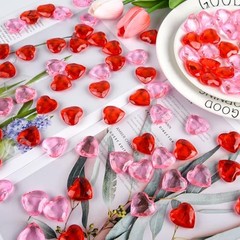 Red＆Pink Acrylic Heart Ornaments Translucent Hearts Shaped Gems 70 Red ＆ Pink