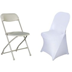 50 White FOLDING Stretch SPANDEX CHAIR COVERS Wedding Banquet Party Decorations