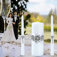 3 PCS Unity Wedding Candle Set 1 Pillar 2 Taper Candles Ceremony Decor