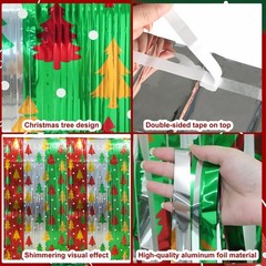 2 Pack Christmas Foil Fringe Curtains 3.3 x 6.6 Ft Christmas Tree Tinsel Curt…