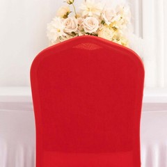 RED Ruffle Pleated Skirt Fitted Spandex Banquet CHAIR COVER Party Decorations