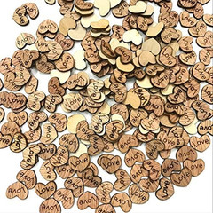 200Pcs Rustic Wooden Love Heart Wood Slices Crafts Wedding Table Scatter Decorat