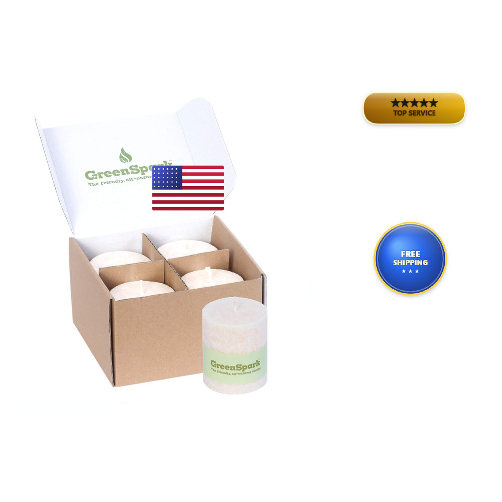Greenspark Unscented Pillar Natural Candles Clean Burning Dripless Smokeless