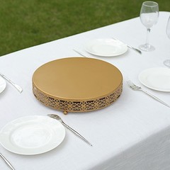 12″ Gold Metal Fleur De Lis Round Pedestal Cake Stand Party Events Decorations