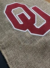 University of Oklahoma (OU) Burlap Chair Sash / Wreath Sash (2 Logos) 55k Stitch