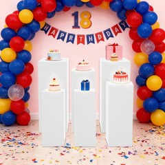 6Pc White Metal Display Pedestal Stands,Cuboid Freestanding Retail Display Riser