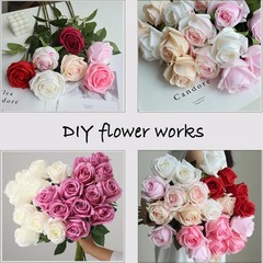 Buart Artificial Silk Flowers Real Touch Realistic Roses Bouquet Long Stem fo…