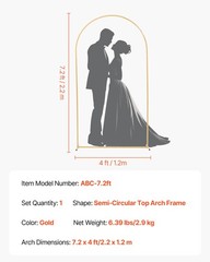 VEVOR Arch Backdrop Stand Metal Arch Backdrop Stand 7.2 x 4 ft for Wedding Party