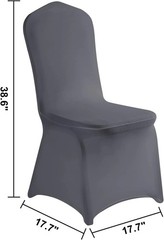 Gray Spandex Chair Covers 20pc – Flexible Banquet Wedding Party Slipcovers