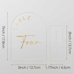 Frosted Arch Wedding Table Numbers 1-10 with Stands 5×7 Inch Acrylic Arch Sig…