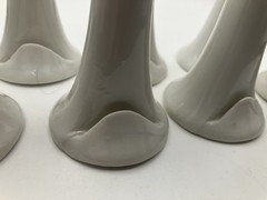 Bud Vase Place Card Photo Nametag Holder White Ceramic X 8 CHIPS SEE PICS USED