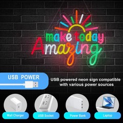 Make Today Amazing Neon Sign for Classroom Wall Decor Dimmable Positive and U…