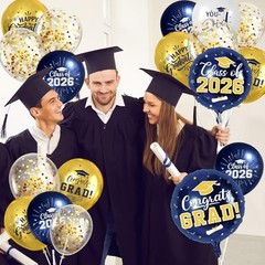 Graduation Balloons Graduation Decorations 2026, 51Pcs Grad Navy Blue and Gold
