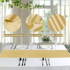 Satin Table Runners – 12 x 72 Inches Long Wedding Table Runner 2 Pack Gold