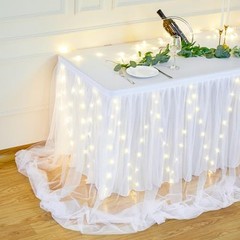 Tulle Tutu Table Skirt for Rectangle Tables or 17ft, 203IN(L) X30in(H) White
