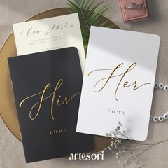 Classic White & Black Wedding Vow Books – 28 Pages, Perfect for Your Day