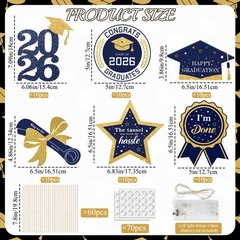Graduation Party Centerpieces – 60pcs Glitter Navy Blue & Gold Table Decor with