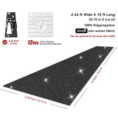 Glitter Black Carpet Runner 2.46X15ft 200GSM Non-Woven Fabric Hollywood Event