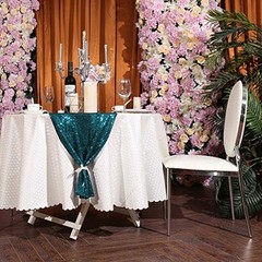2PCS-12X72 Teal Sequin Table Runner for Wedding, Decorations for Birthday